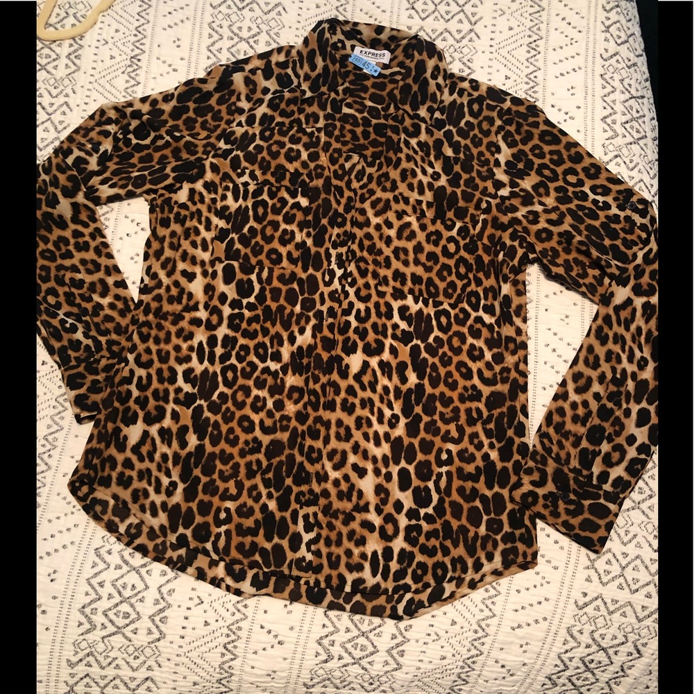 Express animal print long sleeve top
